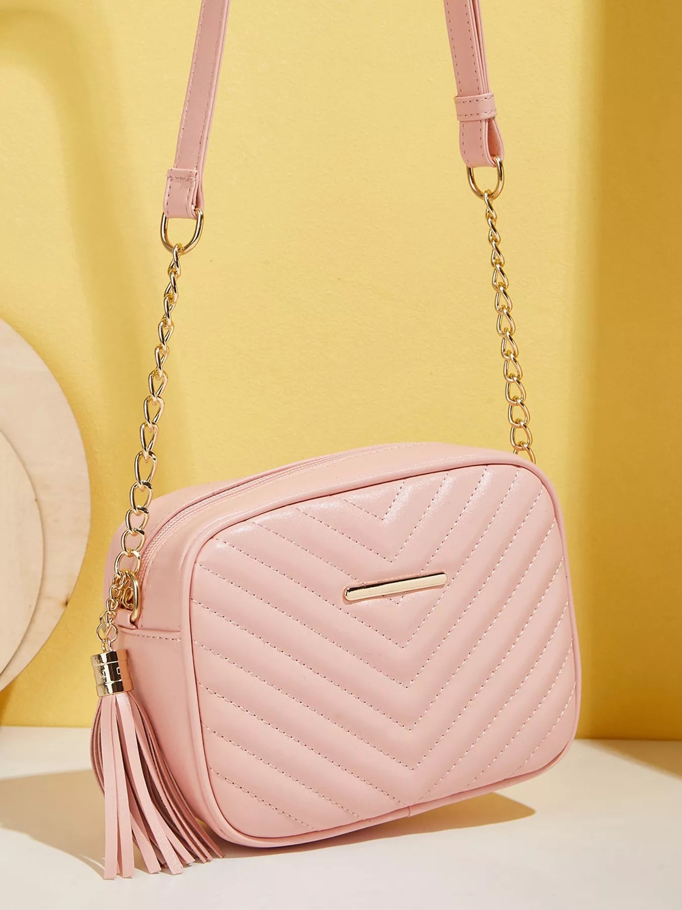 Quilted PU Leather Crossbody Bag with Tassel - Flip Flop Dynasty