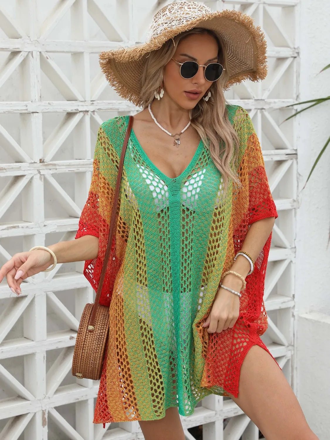 Rainbow Gradient Crochet Beach Cover Up - Flip Flop Dynasty