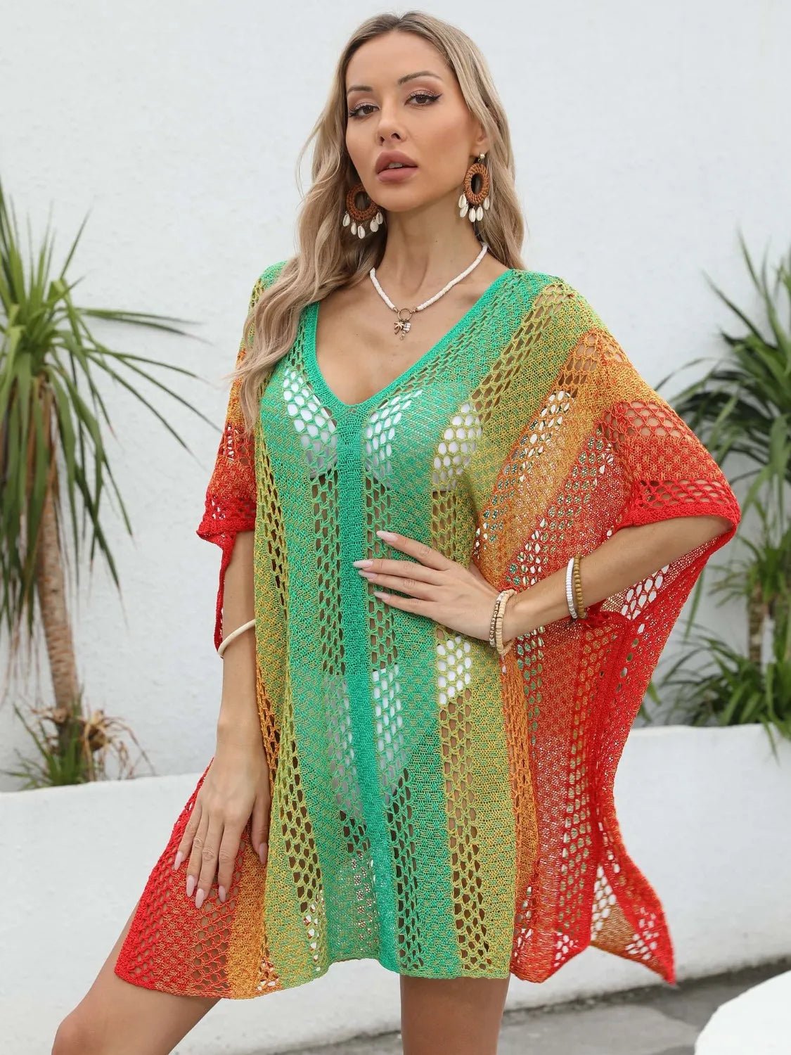 Rainbow Gradient Crochet Beach Cover Up - Flip Flop Dynasty