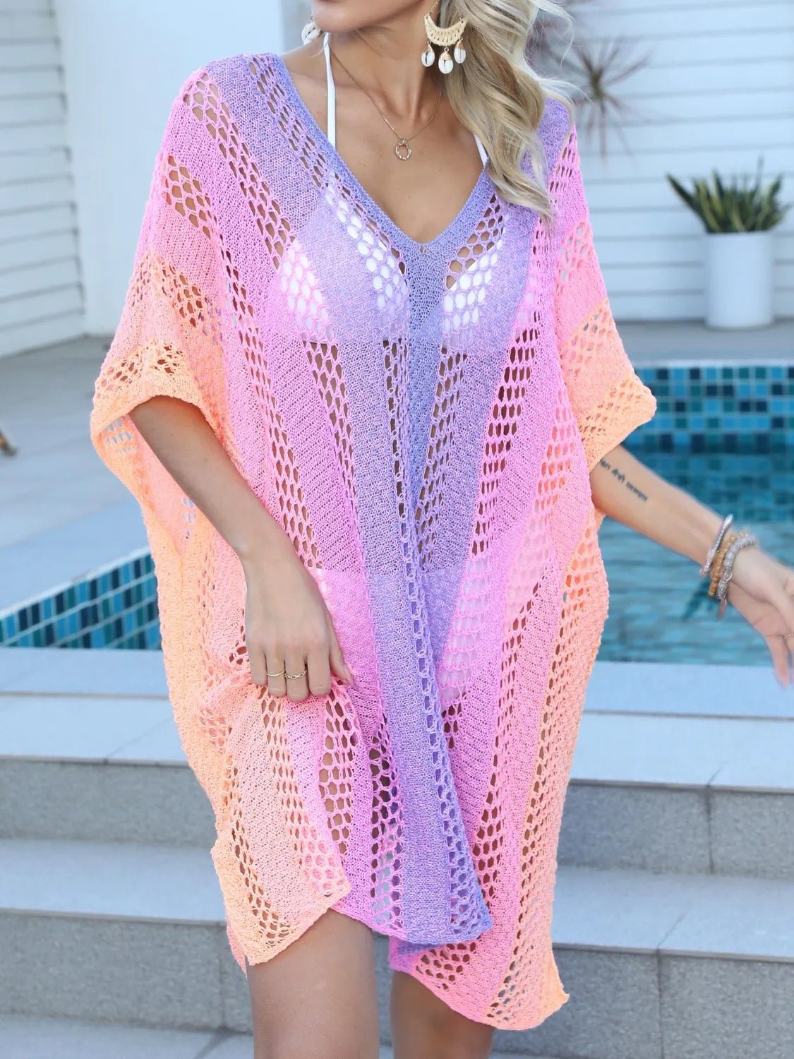 Rainbow Gradient Crochet Beach Cover Up - Flip Flop Dynasty