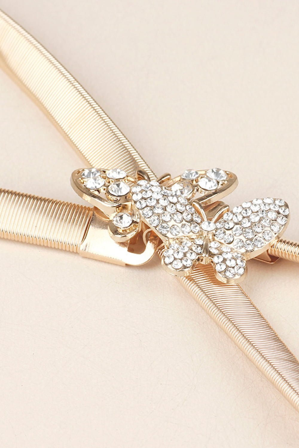 Rhinestone Butterfly Elastic Metal Belt - Flip Flop Dynasty