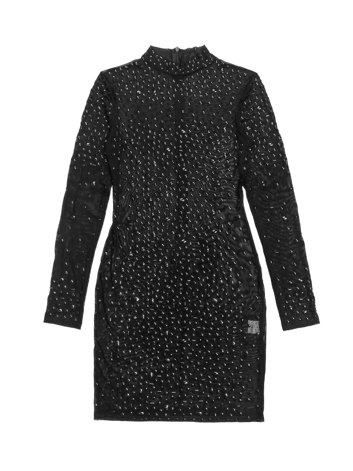 Rhinestone Embellished Long Sleeve Bodycon Mini Dress - Flip Flop Dynasty