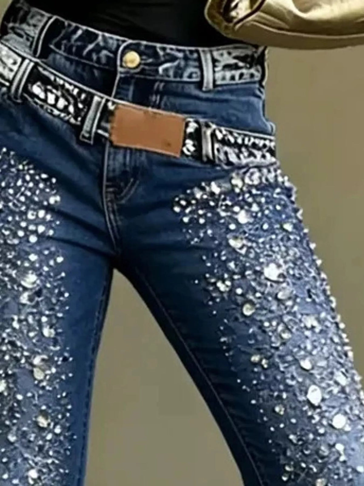 Rhinestone Embellished Slim Fit Jeans - Flip Flop Dynasty