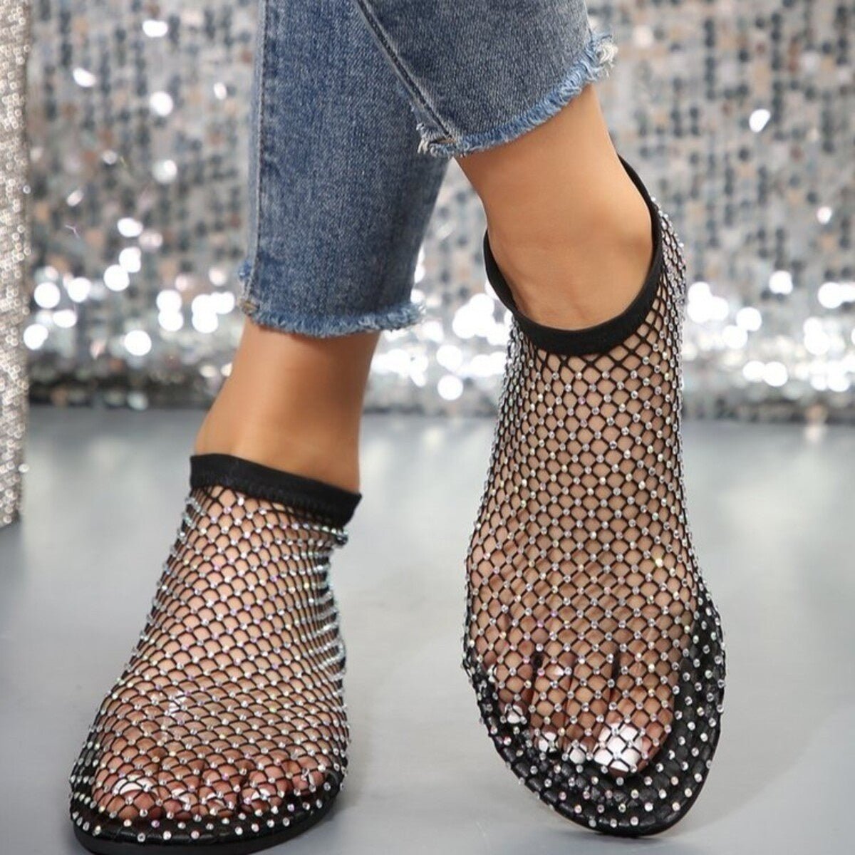 Rhinestone Round Toe Sandals - Flip Flop Dynasty