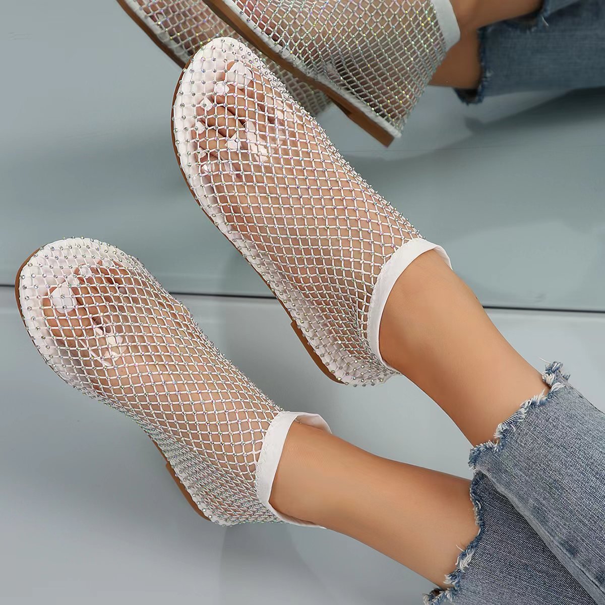 Rhinestone Round Toe Sandals - Flip Flop Dynasty