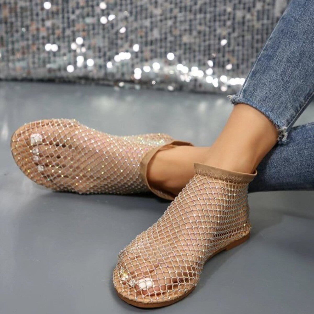 Rhinestone Round Toe Sandals - Flip Flop Dynasty