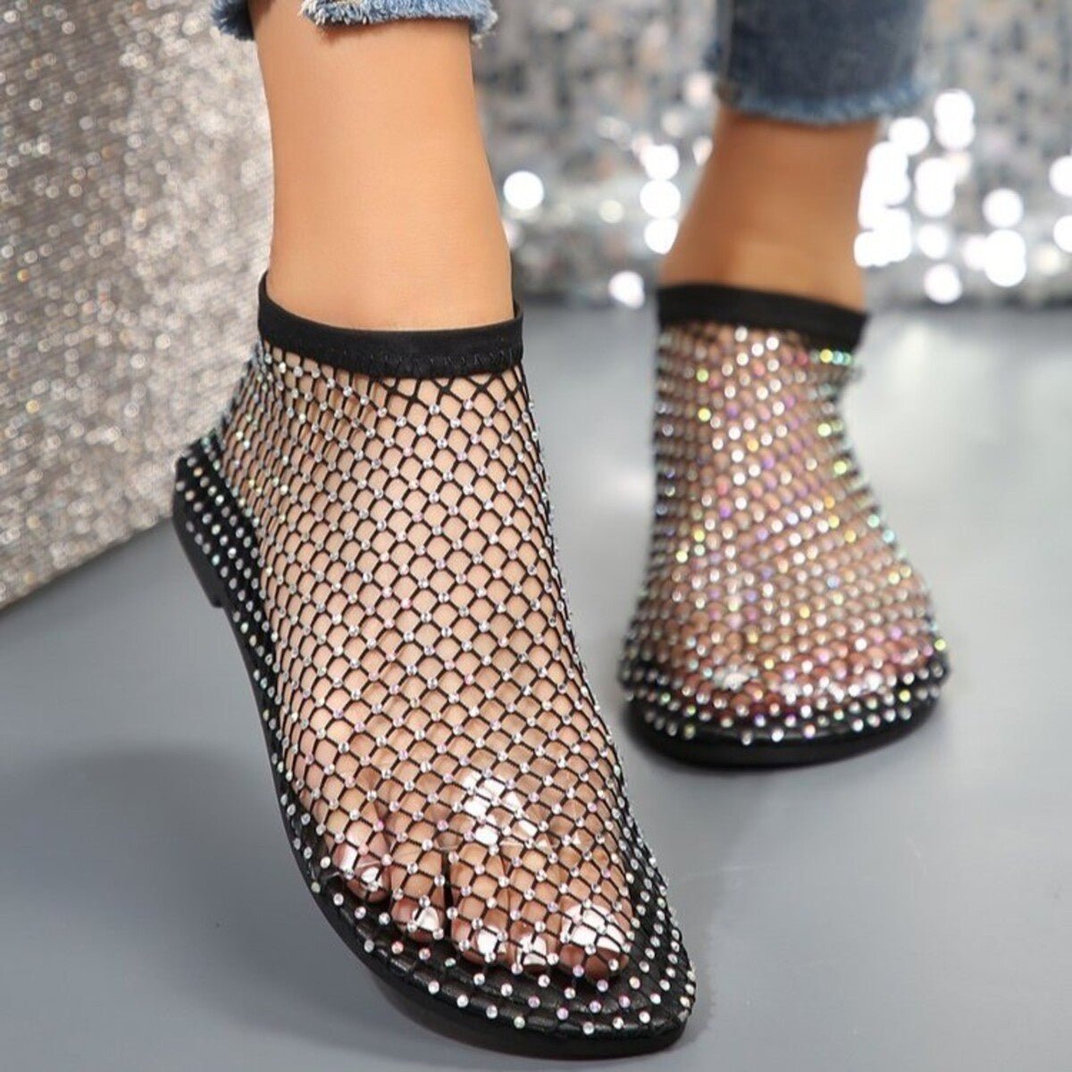 Rhinestone Round Toe Sandals - Flip Flop Dynasty