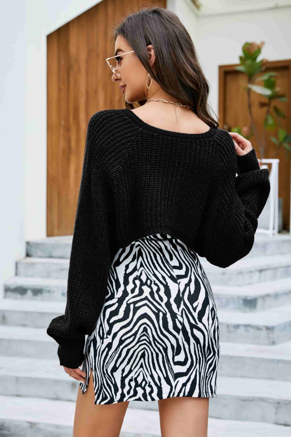 Rib - Knit Cropped Poncho - Flip Flop Dynasty