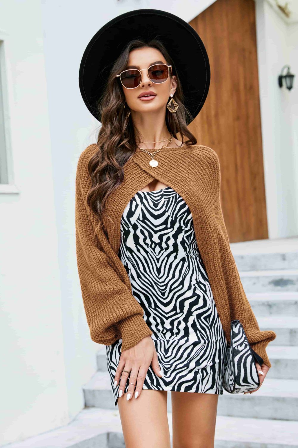 Rib - Knit Cropped Poncho - Flip Flop Dynasty