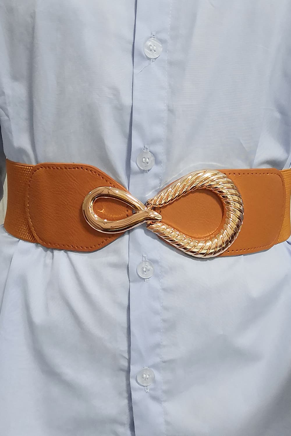 Ribbed Alloy Buckle Elastic Belt - Flip Flop Dynasty