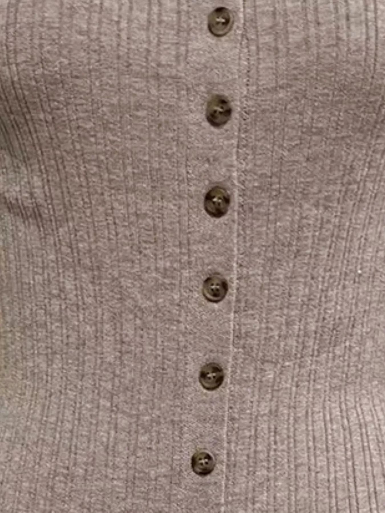 Ribbed Button - Front Bodycon Sweater Dress - Flip Flop Dynasty