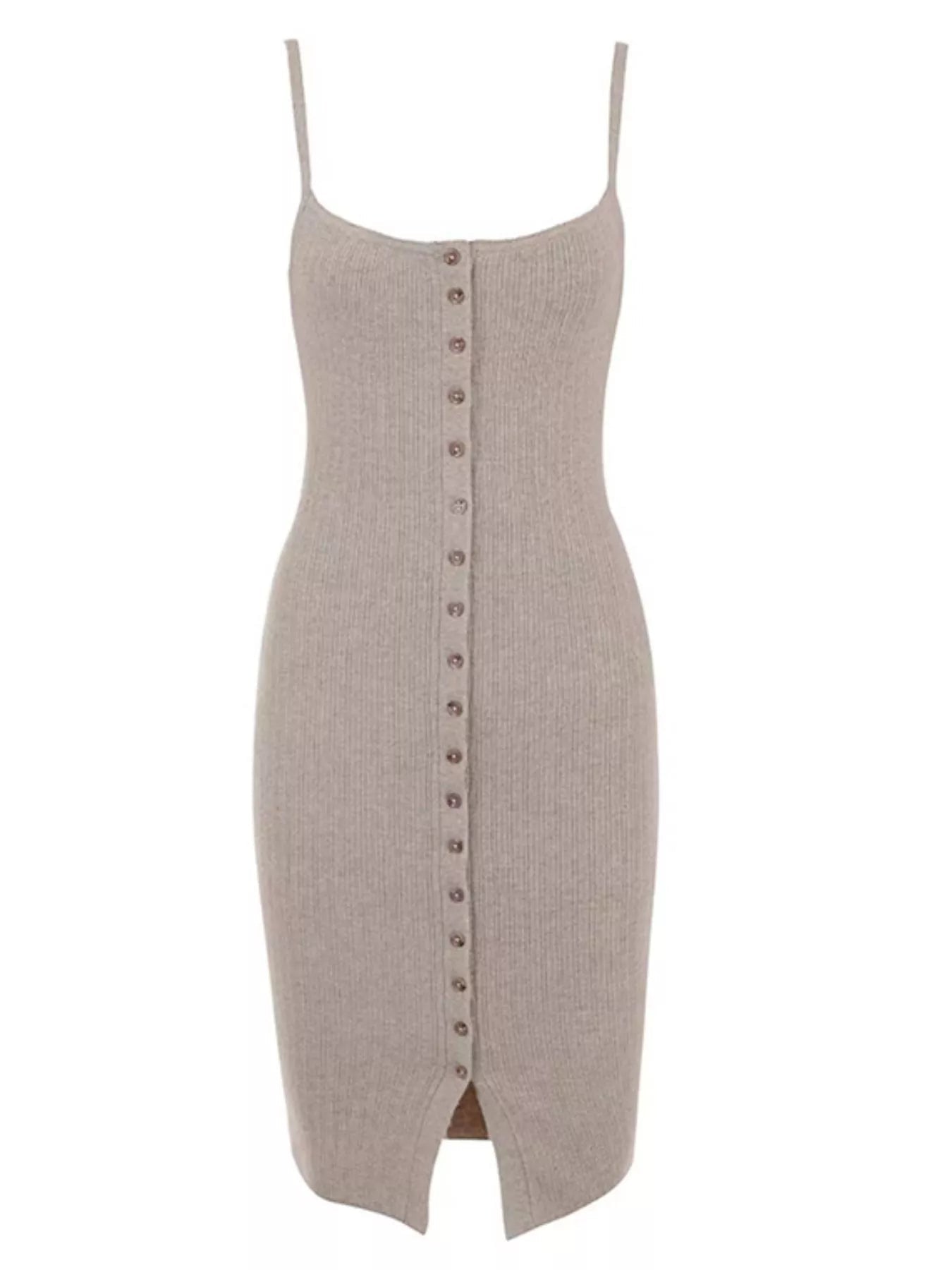 Ribbed Button - Front Bodycon Sweater Dress - Flip Flop Dynasty