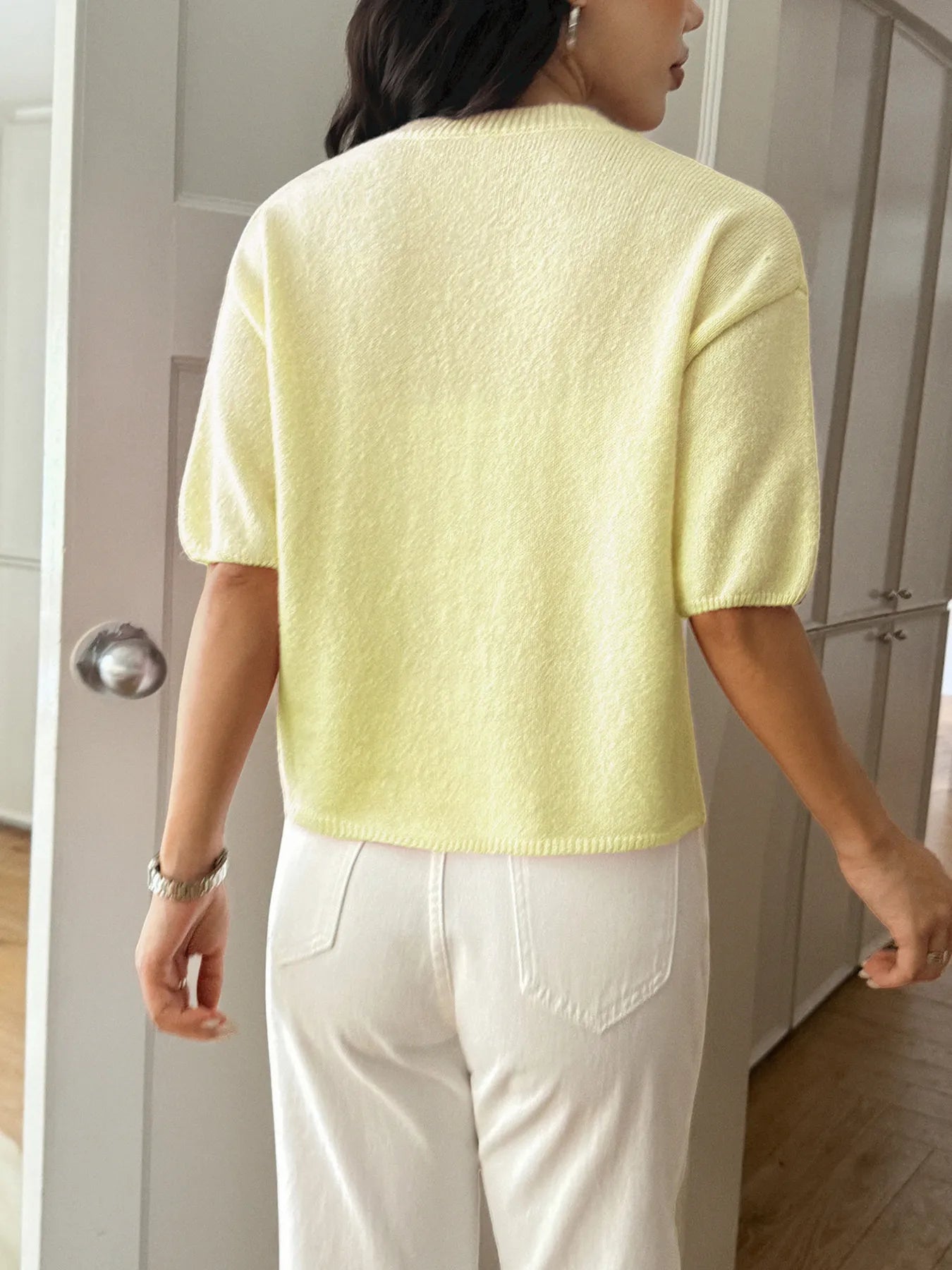 Ribbed Hem Round Neck Sweater - Flip Flop Dynasty