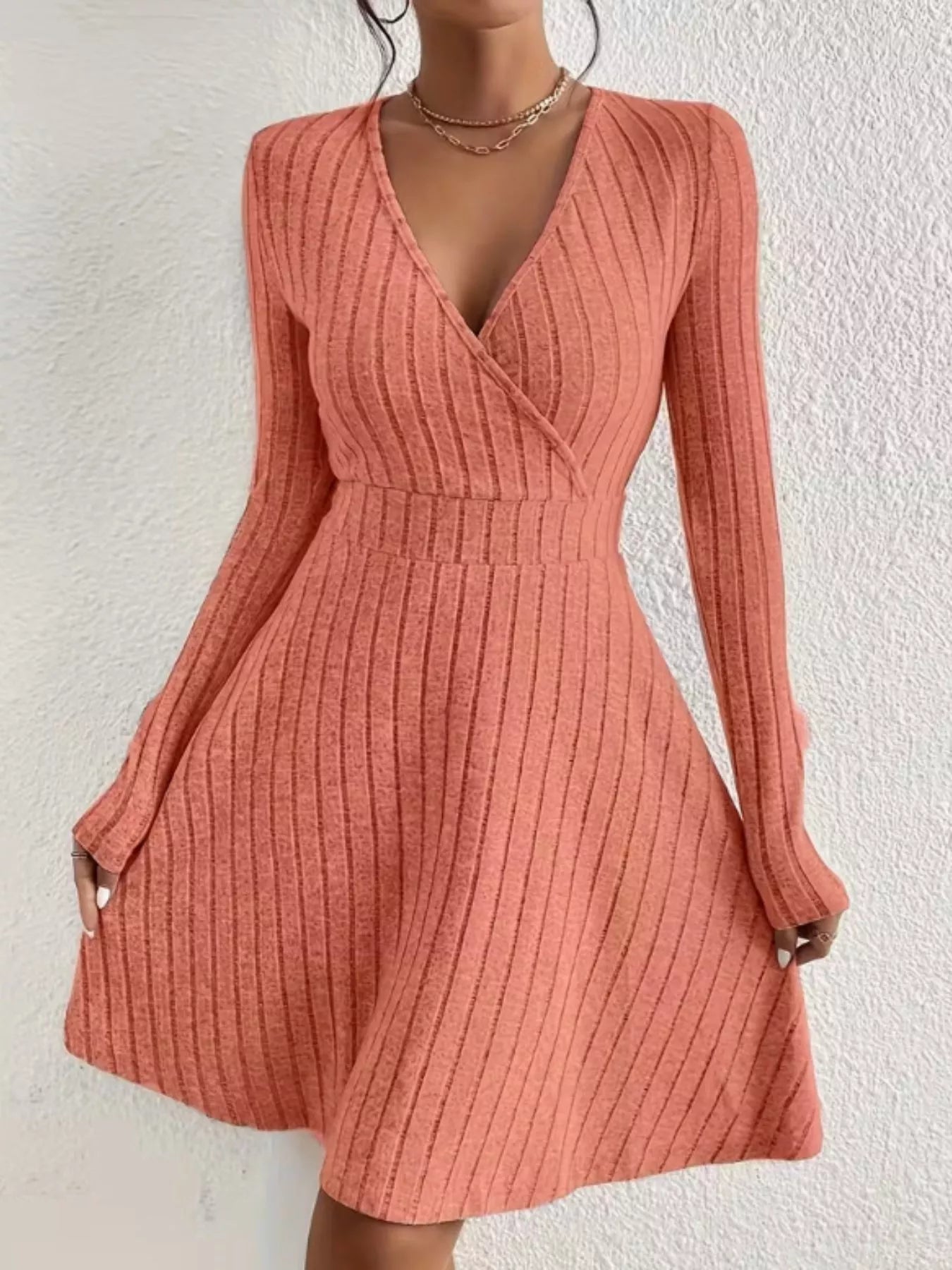 Ribbed Knit Wrap Mini Dress - Flip Flop Dynasty