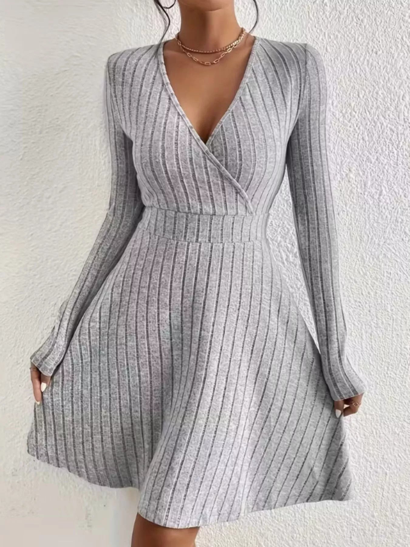 Ribbed Knit Wrap Mini Dress - Flip Flop Dynasty