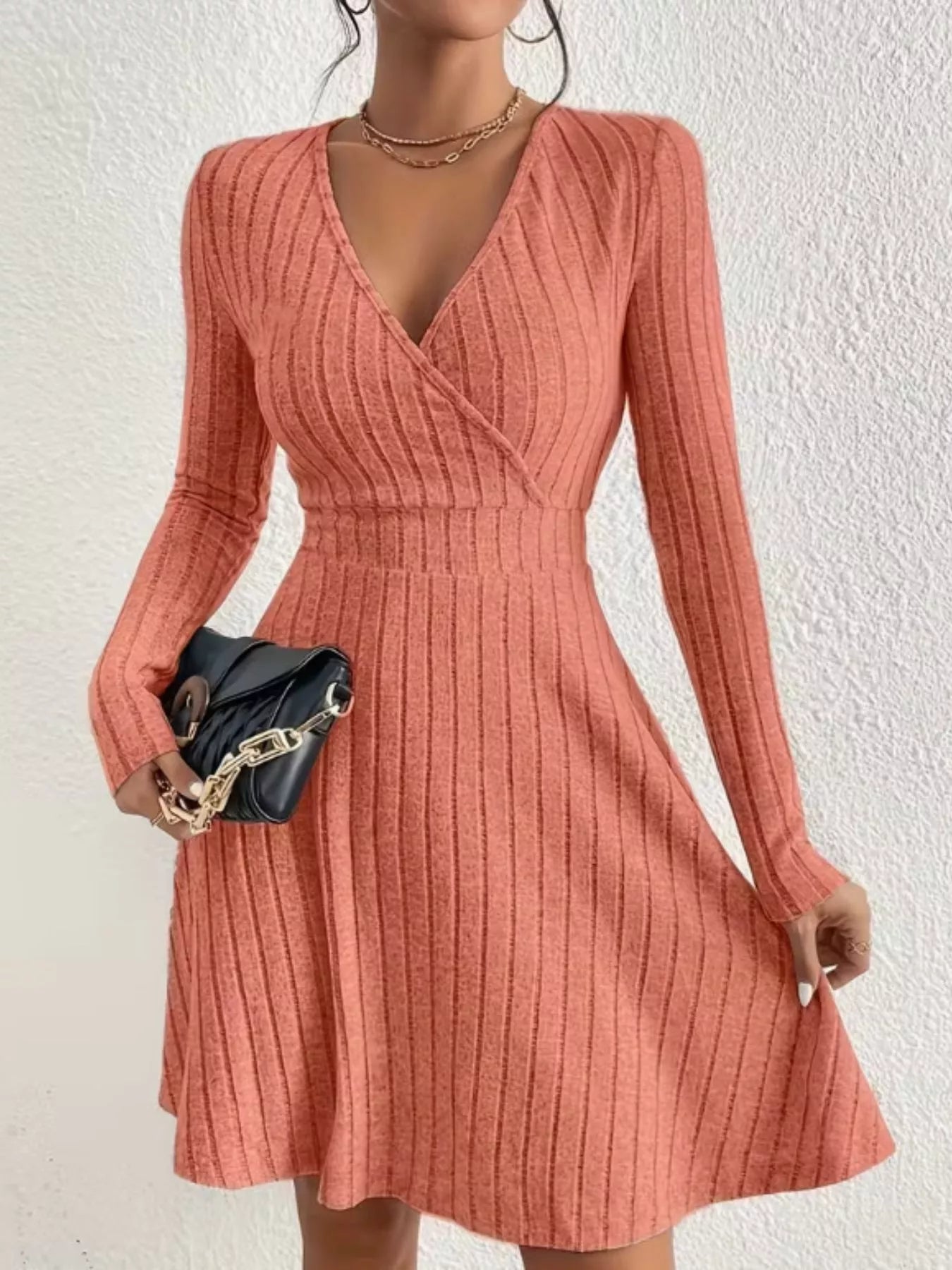 Ribbed Knit Wrap Mini Dress - Flip Flop Dynasty