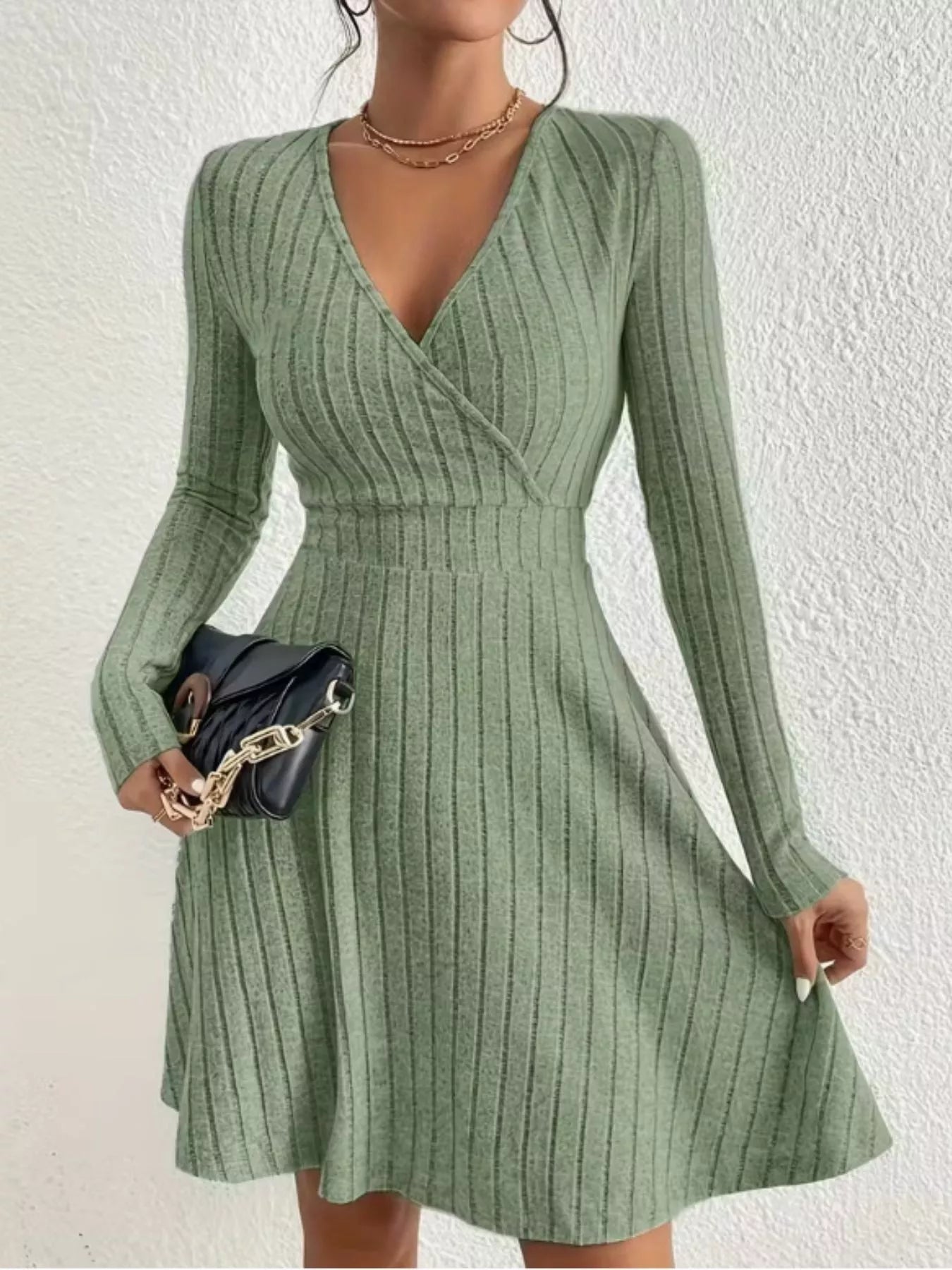 Ribbed Knit Wrap Mini Dress - Flip Flop Dynasty