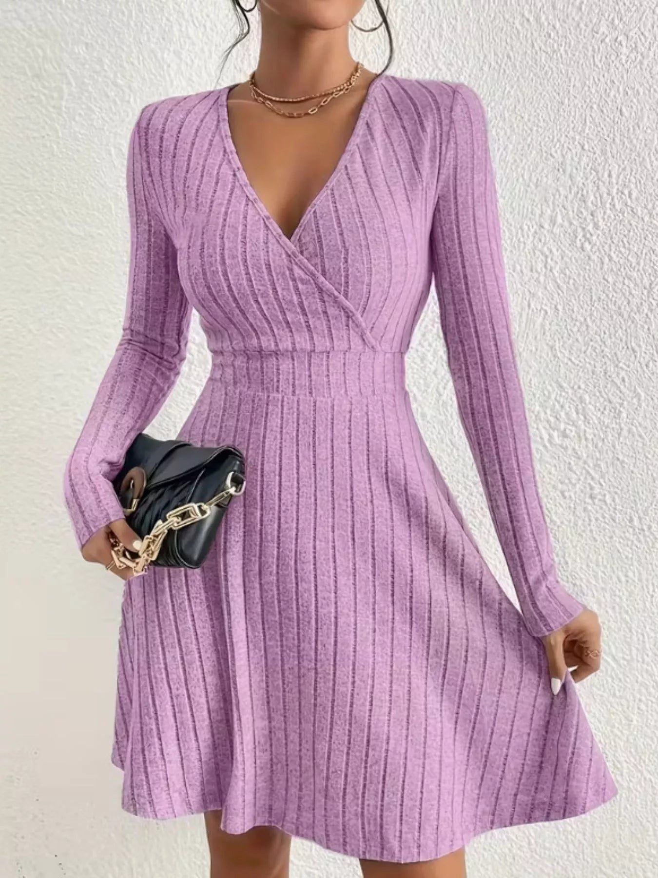 Ribbed Knit Wrap Mini Dress - Flip Flop Dynasty