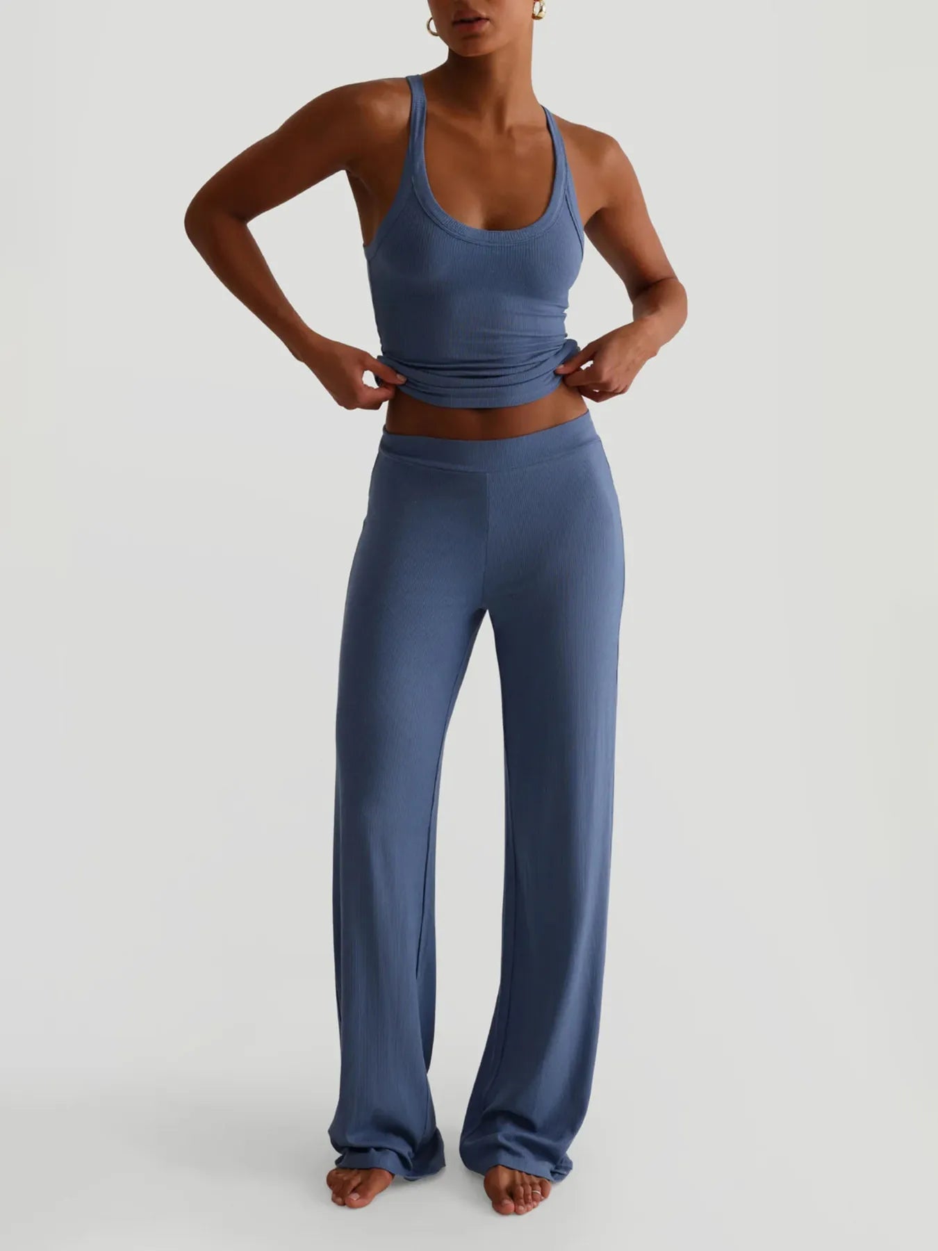 Ribbed Tank and High - Waisted Pants Active Set - Flip Flop Dynasty