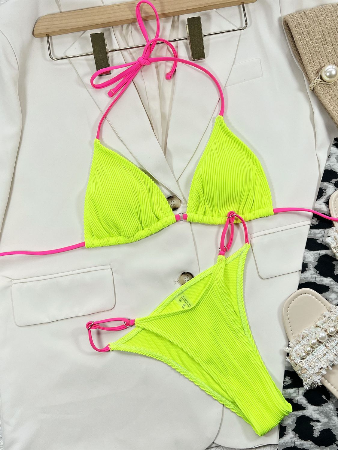Ribbed Tie Back Bikini Set - Flip Flop Dynasty
