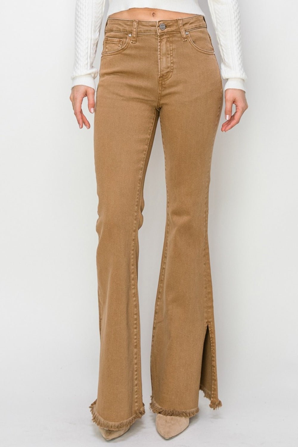 RISEN Bailey Full Size High Waist Side Slit Flare Jeans - Flip Flop Dynasty