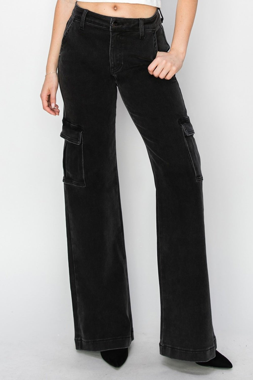 Risen Full Size High Rise Wide Leg Cargo Jeans - Flip Flop Dynasty