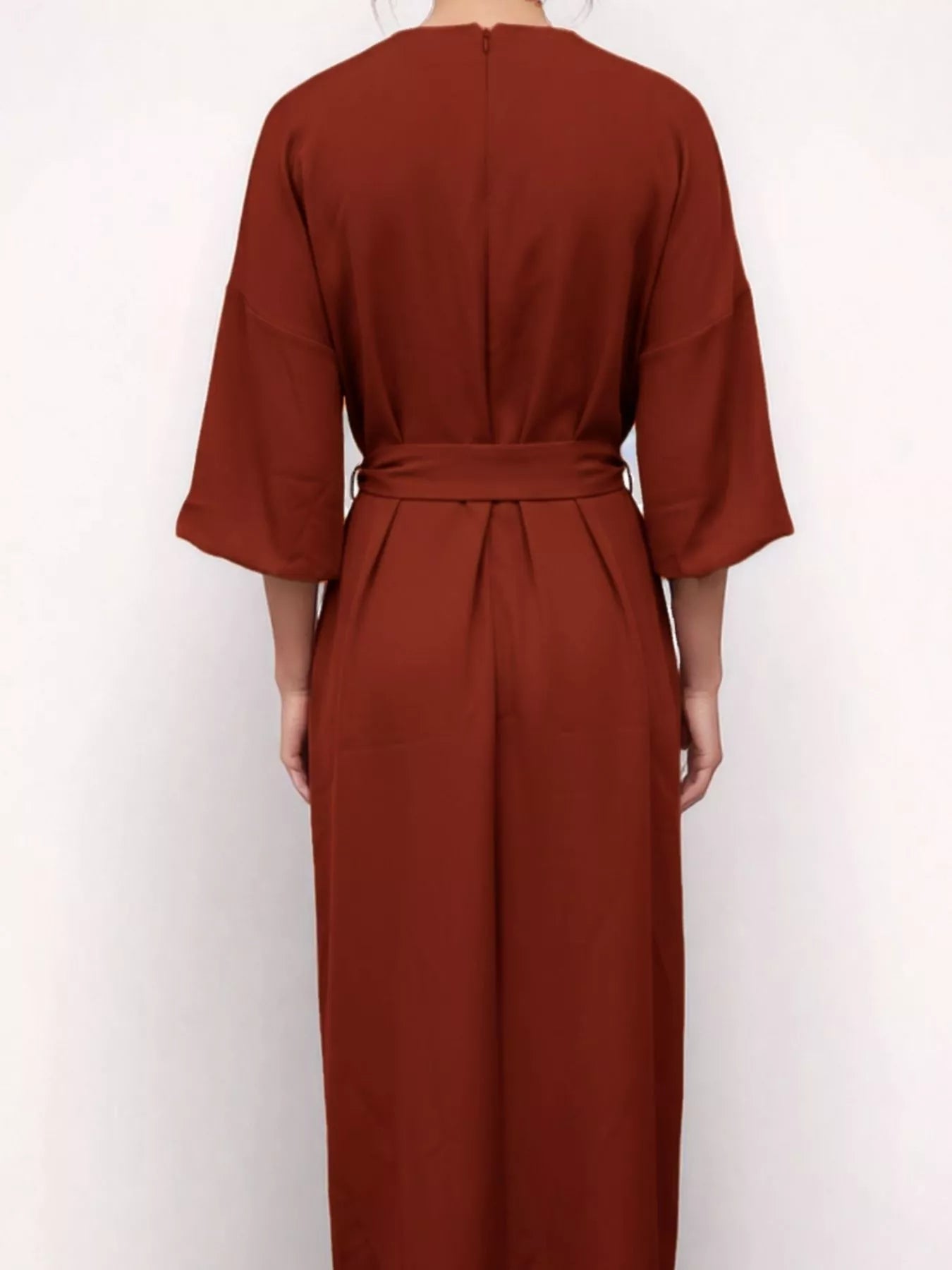 Round Neck 3/4 Sleeve Dress - Flip Flop Dynasty