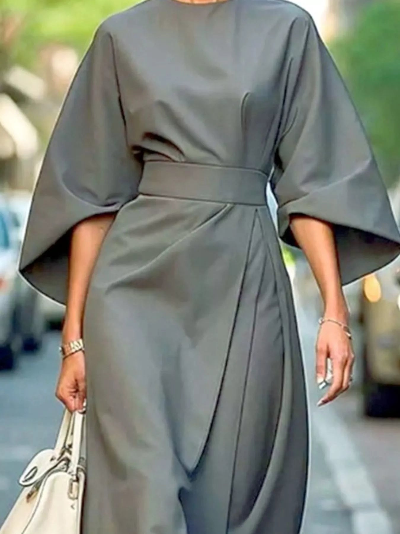 Round Neck 3/4 Sleeve Dress - Flip Flop Dynasty