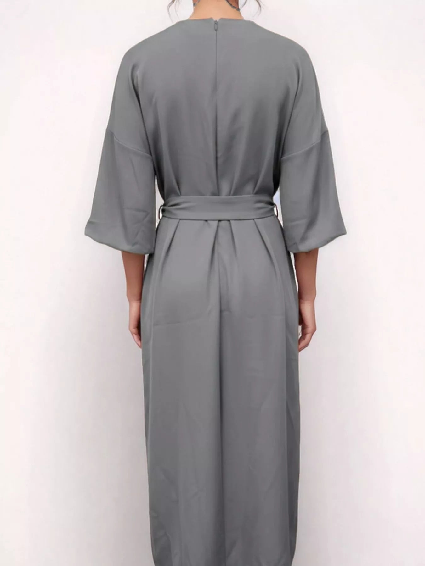 Round Neck 3/4 Sleeve Dress - Flip Flop Dynasty
