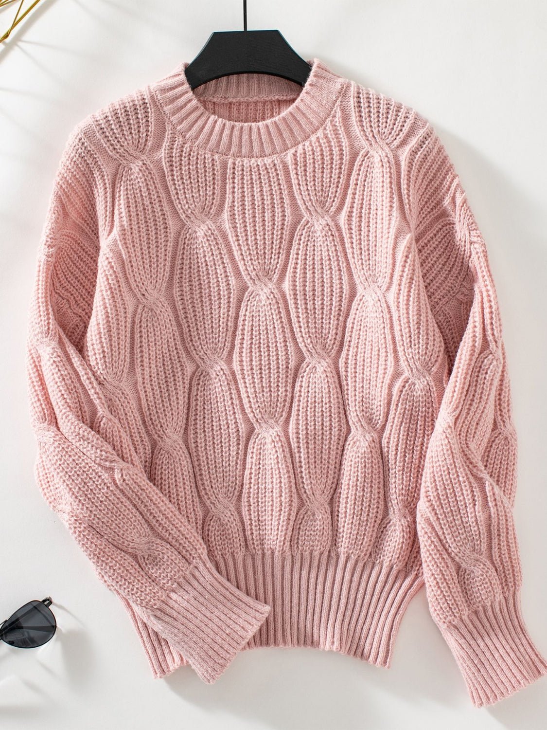 Round Neck Dropped Shoulder Sweater - Flip Flop Dynasty
