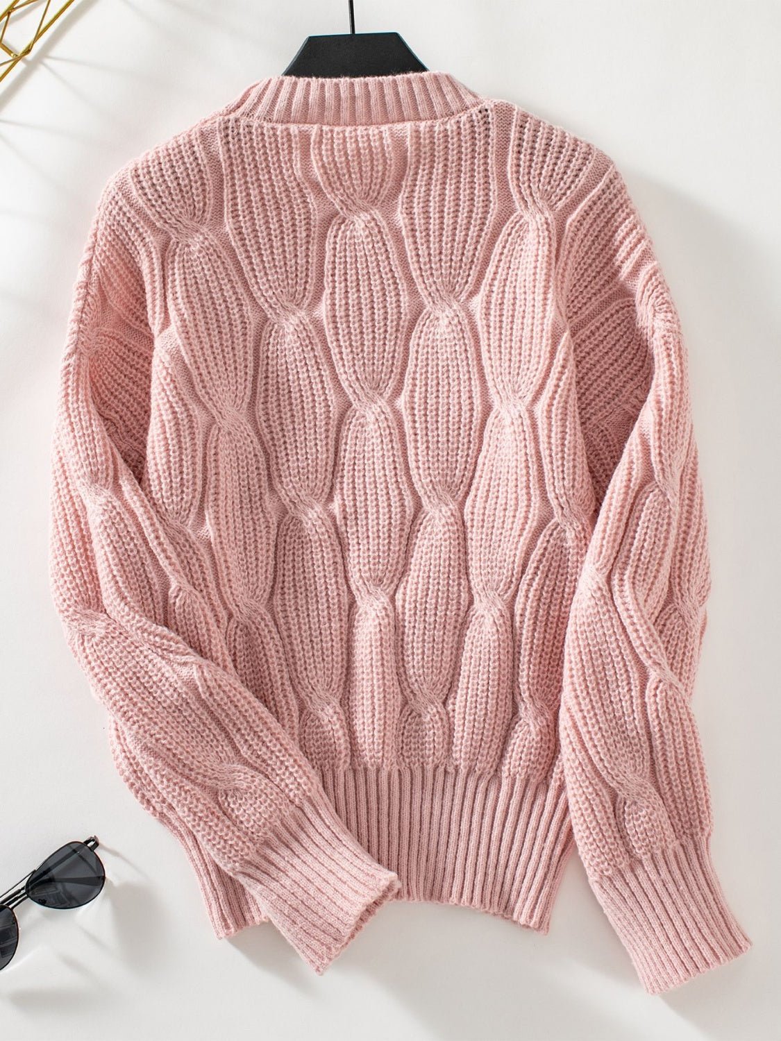 Round Neck Dropped Shoulder Sweater - Flip Flop Dynasty
