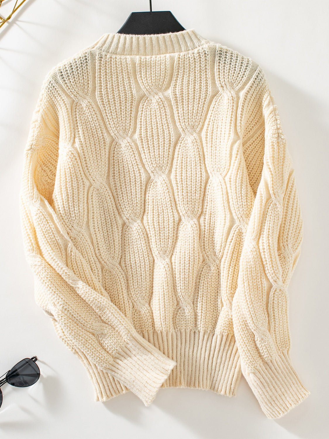 Round Neck Dropped Shoulder Sweater - Flip Flop Dynasty