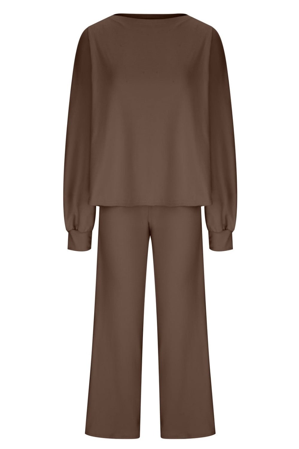 Round Neck Long Sleeve Top and Pants Set - Flip Flop Dynasty
