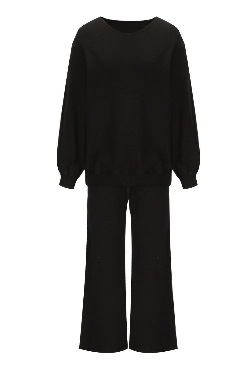 Round Neck Long Sleeve Top and Pants Set - Flip Flop Dynasty