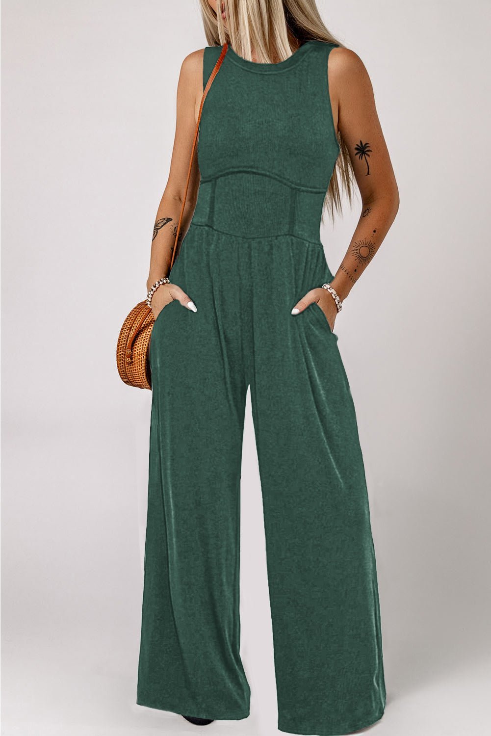 Round Neck Sleeveless Jumpsuit - Flip Flop Dynasty