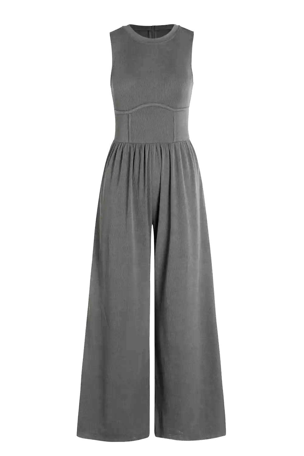 Round Neck Sleeveless Jumpsuit with Pockets - Flip Flop Dynasty