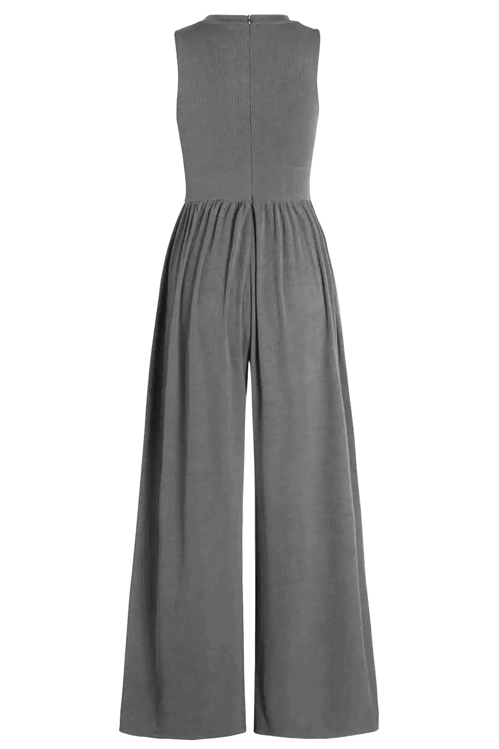 Round Neck Sleeveless Jumpsuit with Pockets - Flip Flop Dynasty