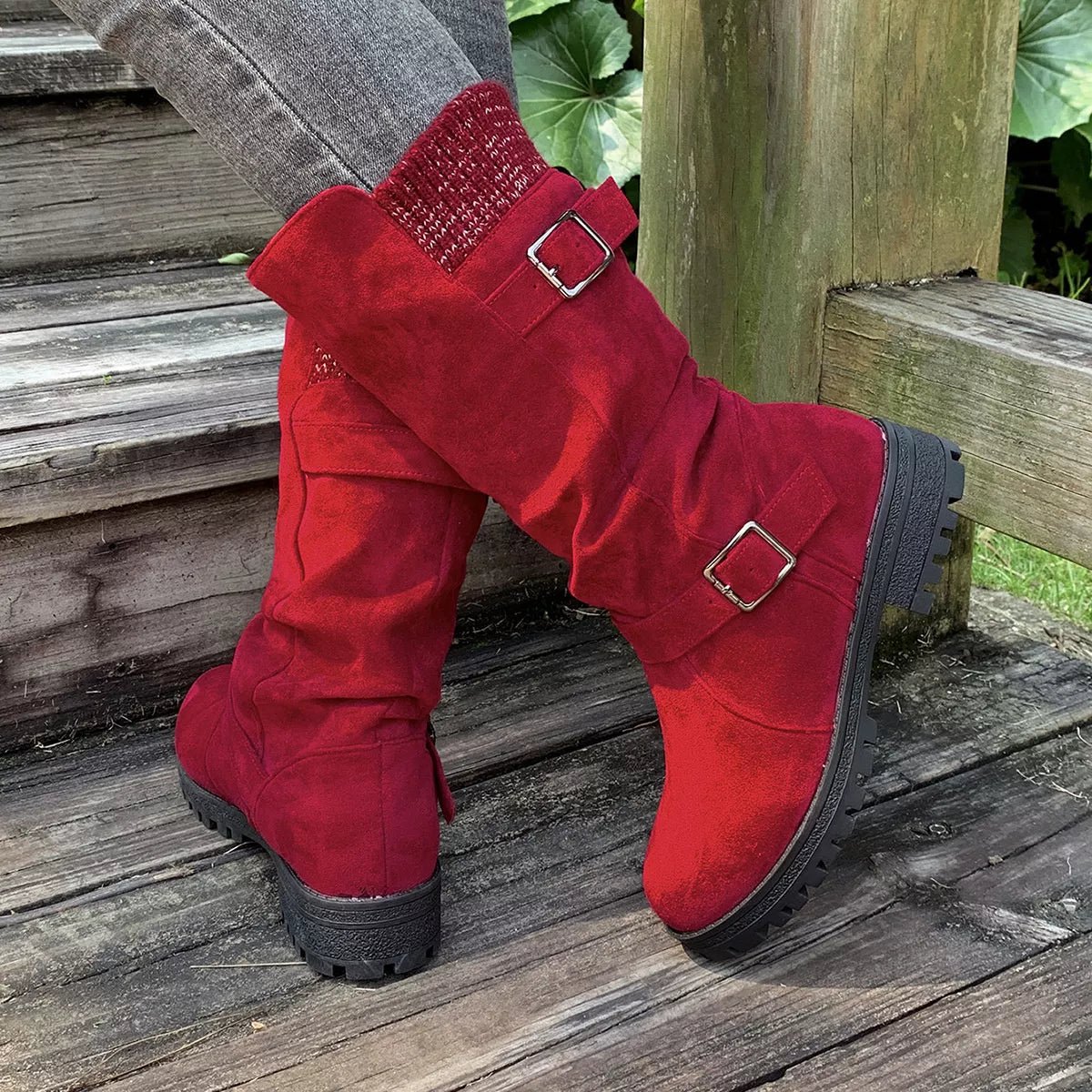 Round Toe Block Heel Boots - Flip Flop Dynasty