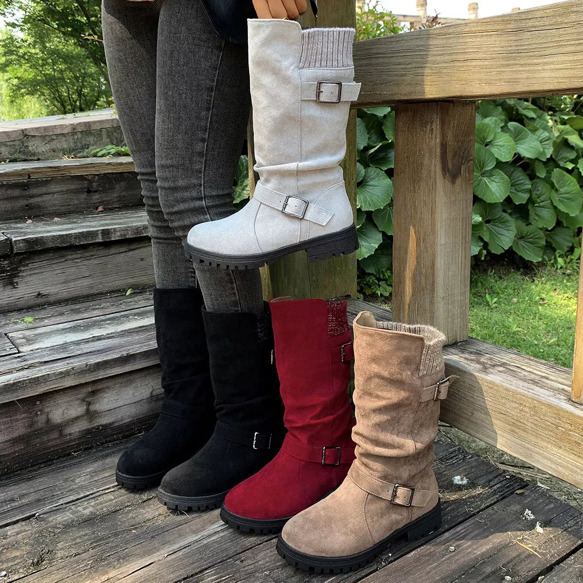 Round Toe Block Heel Boots - Flip Flop Dynasty