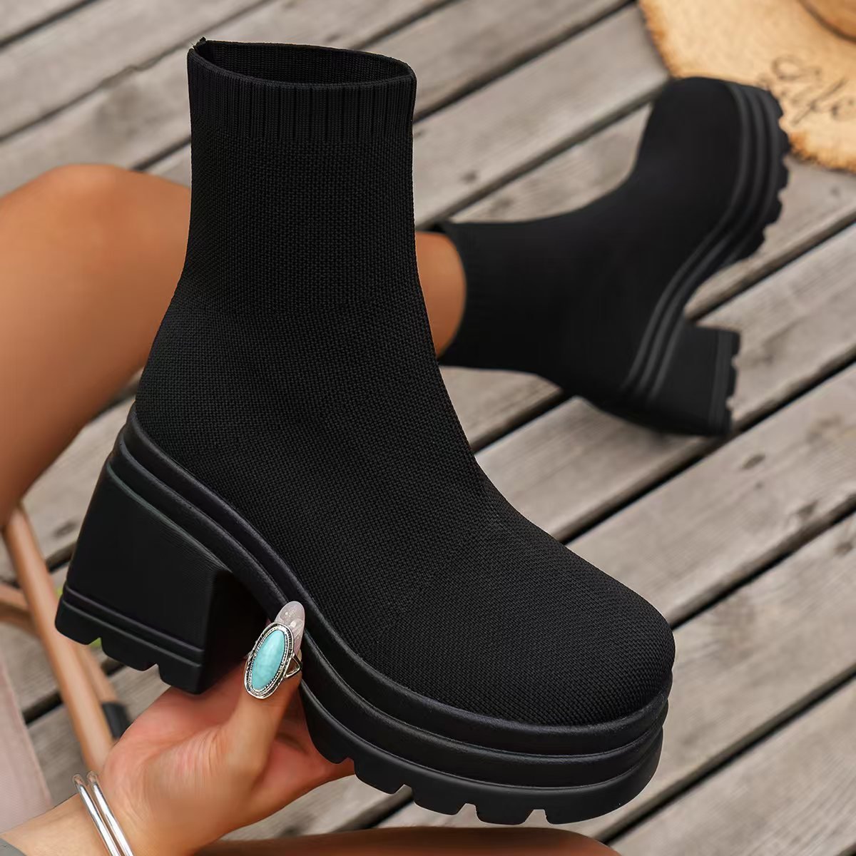 Round Toe Block Heel Boots - Flip Flop Dynasty
