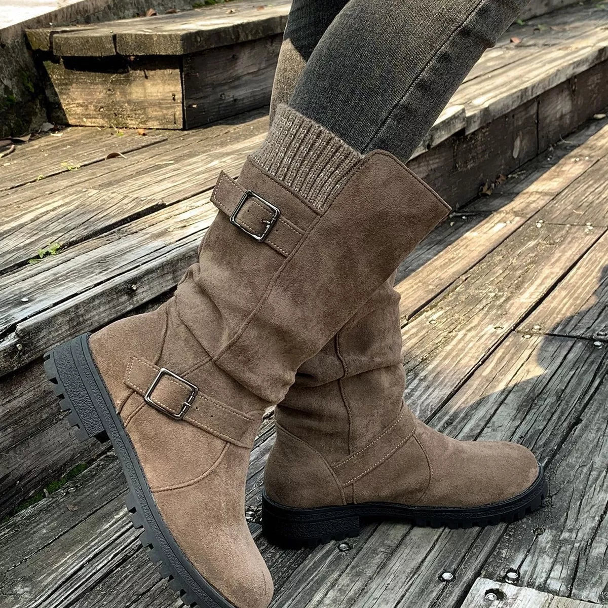 Round Toe Block Heel Boots - Flip Flop Dynasty