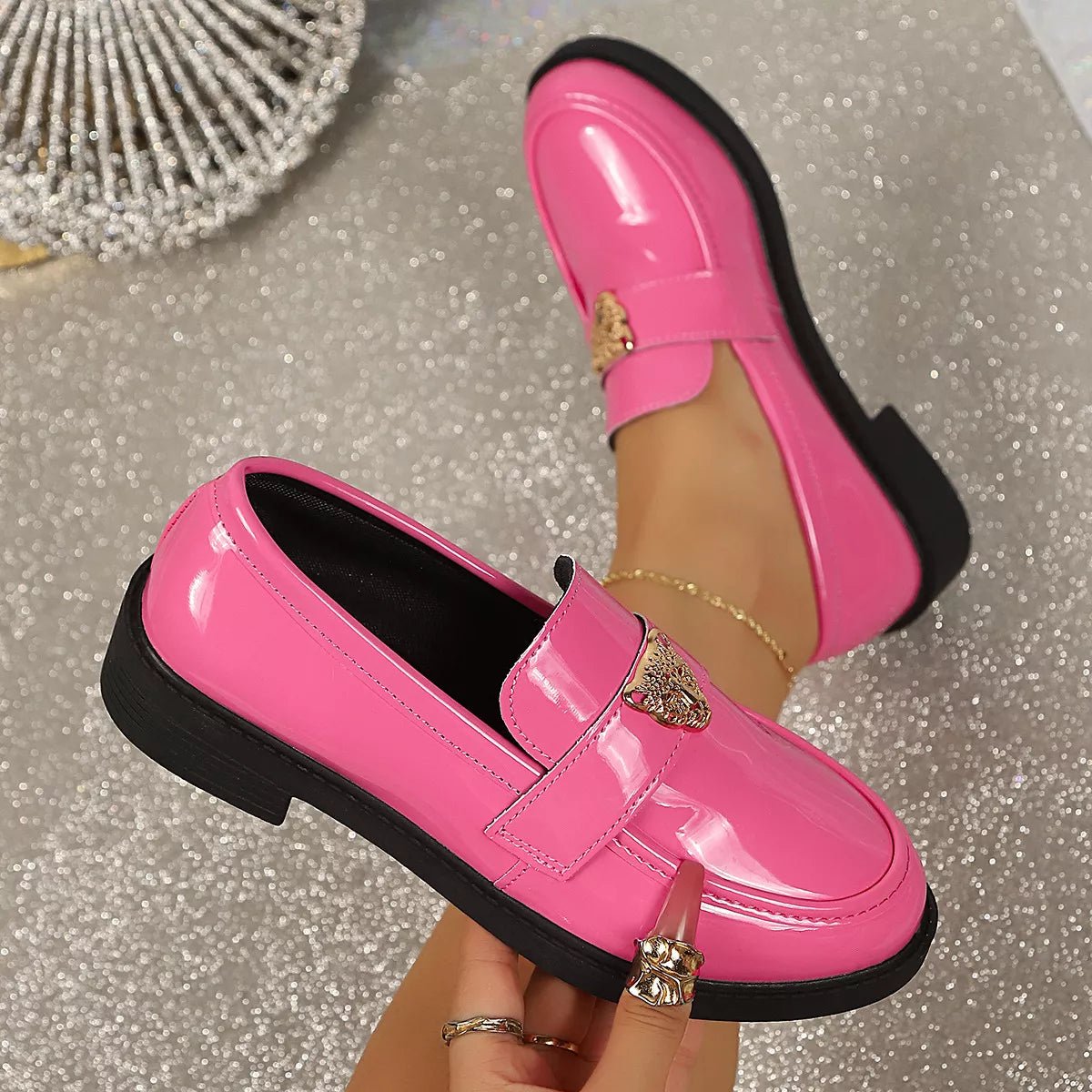 Round Toe Block Heel Loafers - Flip Flop Dynasty