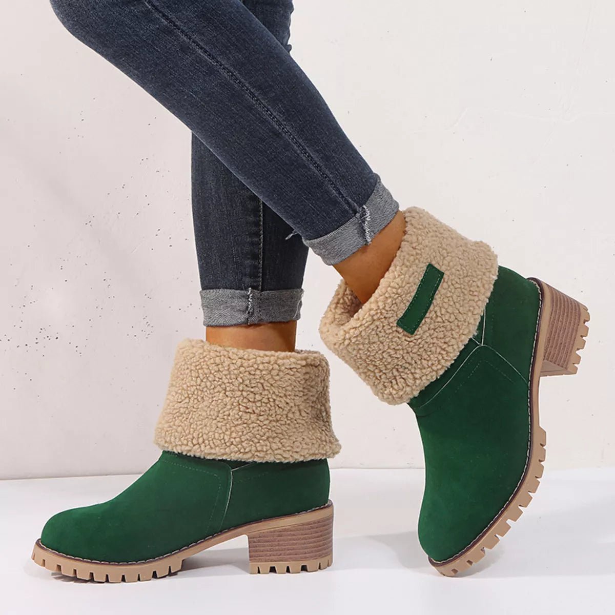 Round Toe Block Heels Boots - Flip Flop Dynasty