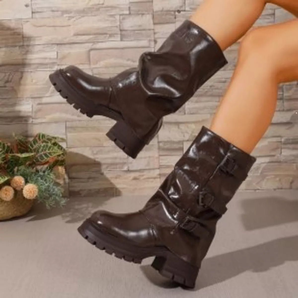 Round Toe Block Heels Boots - Flip Flop Dynasty