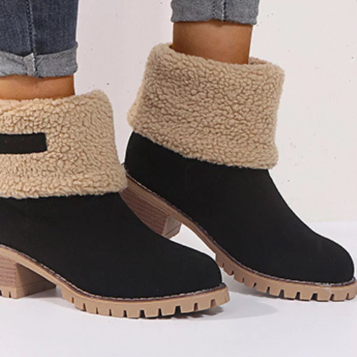 Round Toe Block Heels Boots - Flip Flop Dynasty