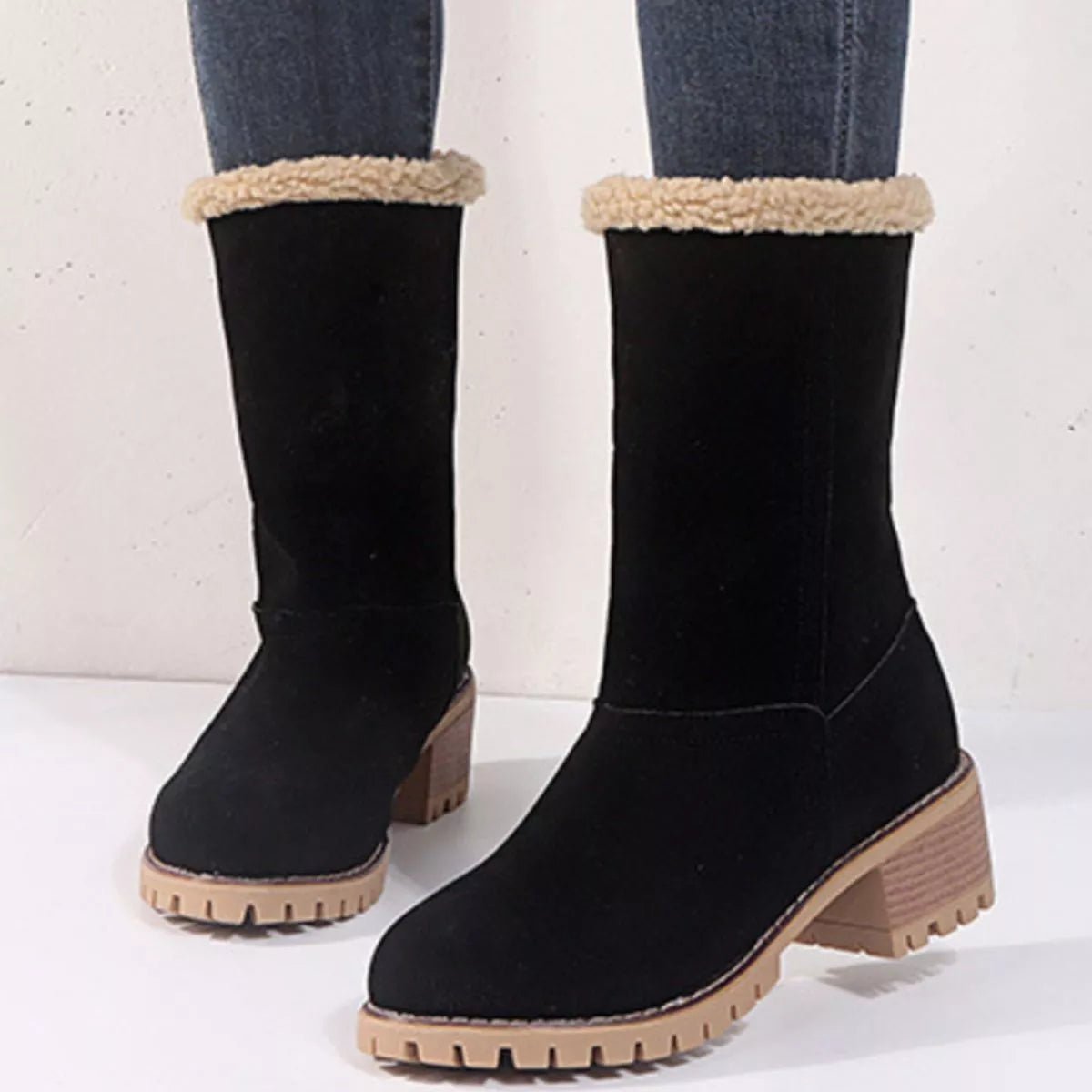 Round Toe Block Heels Boots - Flip Flop Dynasty