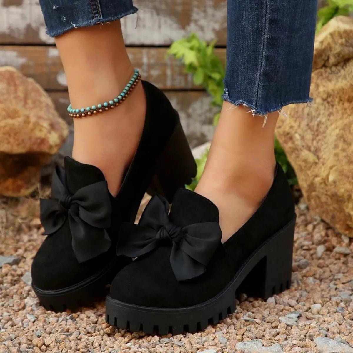 Round Toe Block Heels Pumps - Flip Flop Dynasty