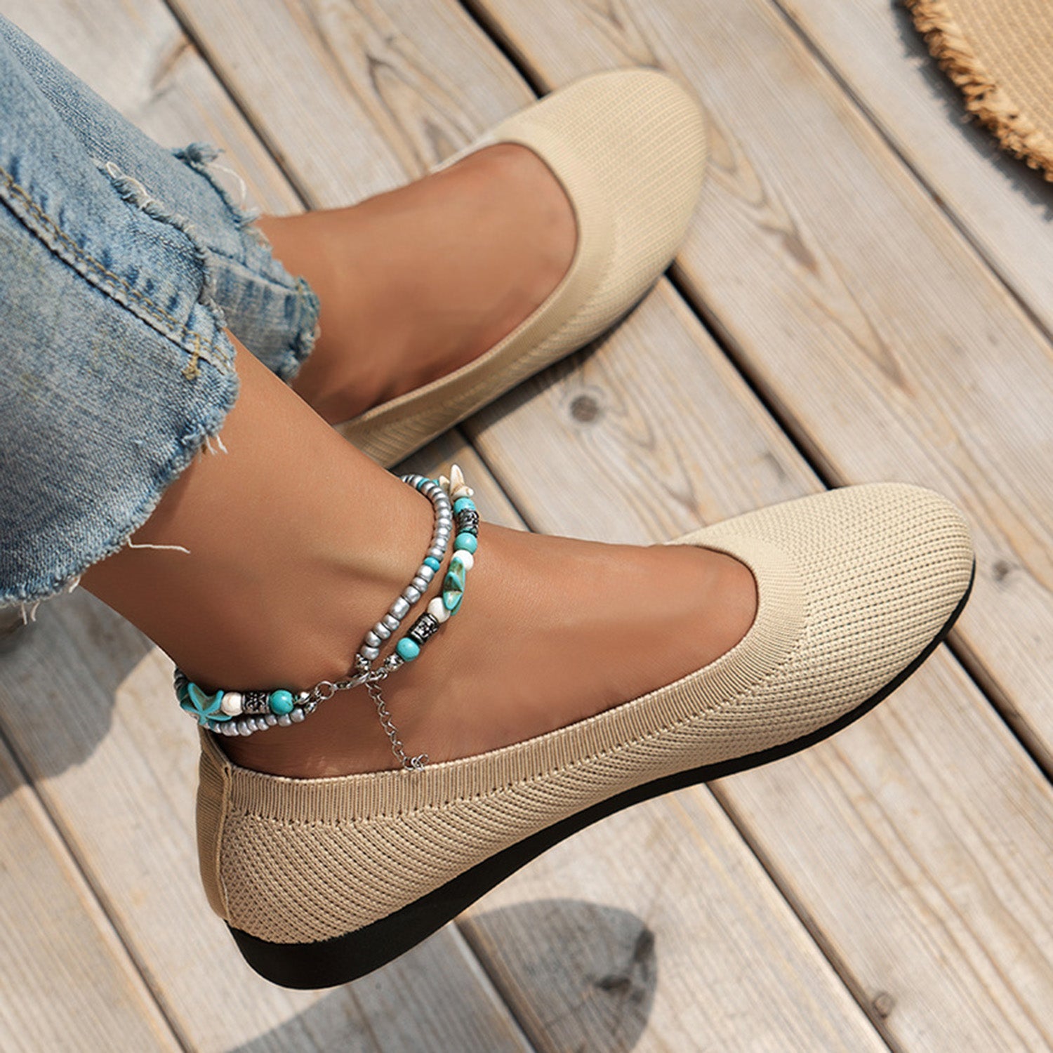 Round Toe Knit Ballet Flats - Flip Flop Dynasty