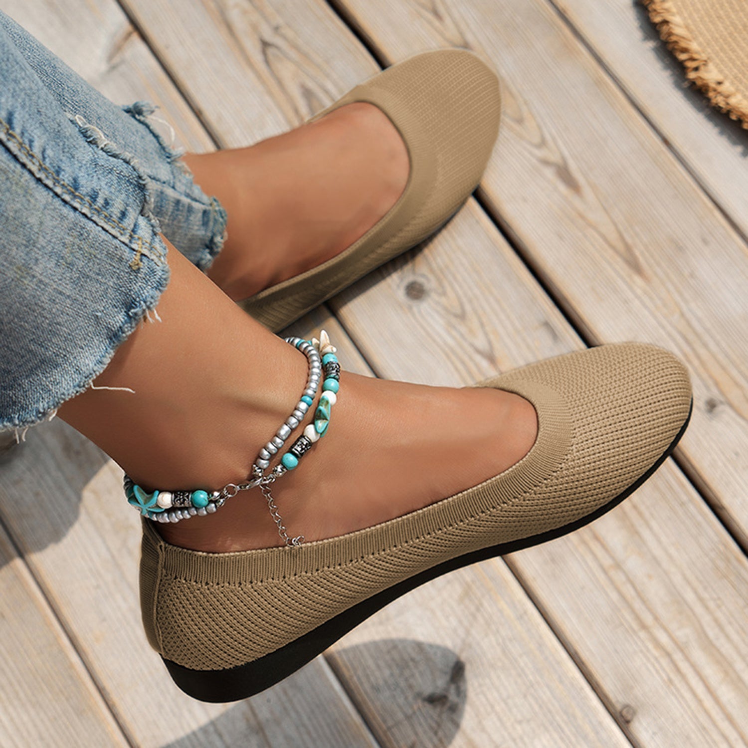 Round Toe Knit Ballet Flats - Flip Flop Dynasty