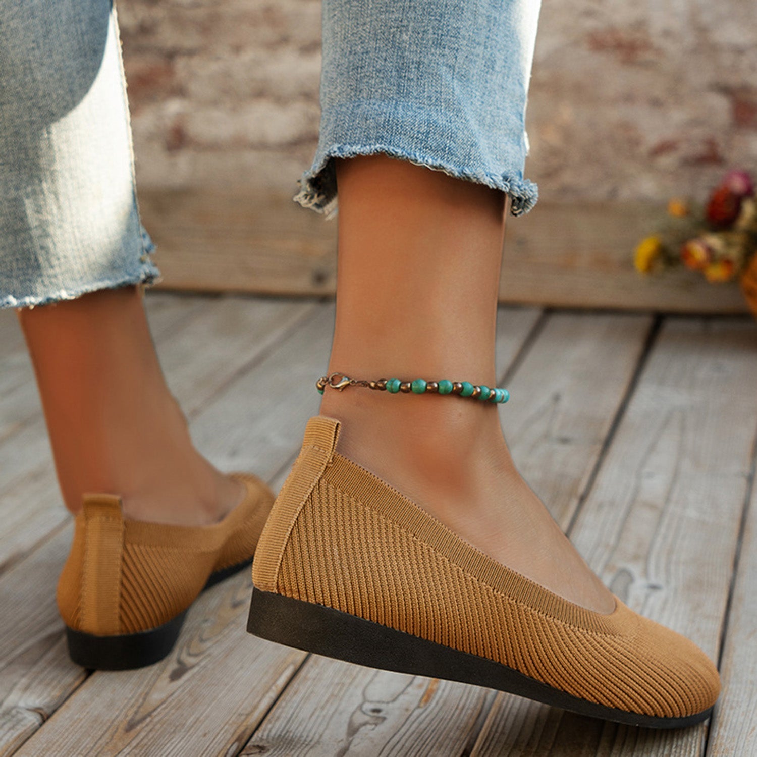 Round Toe Knit Ballet Flats - Flip Flop Dynasty